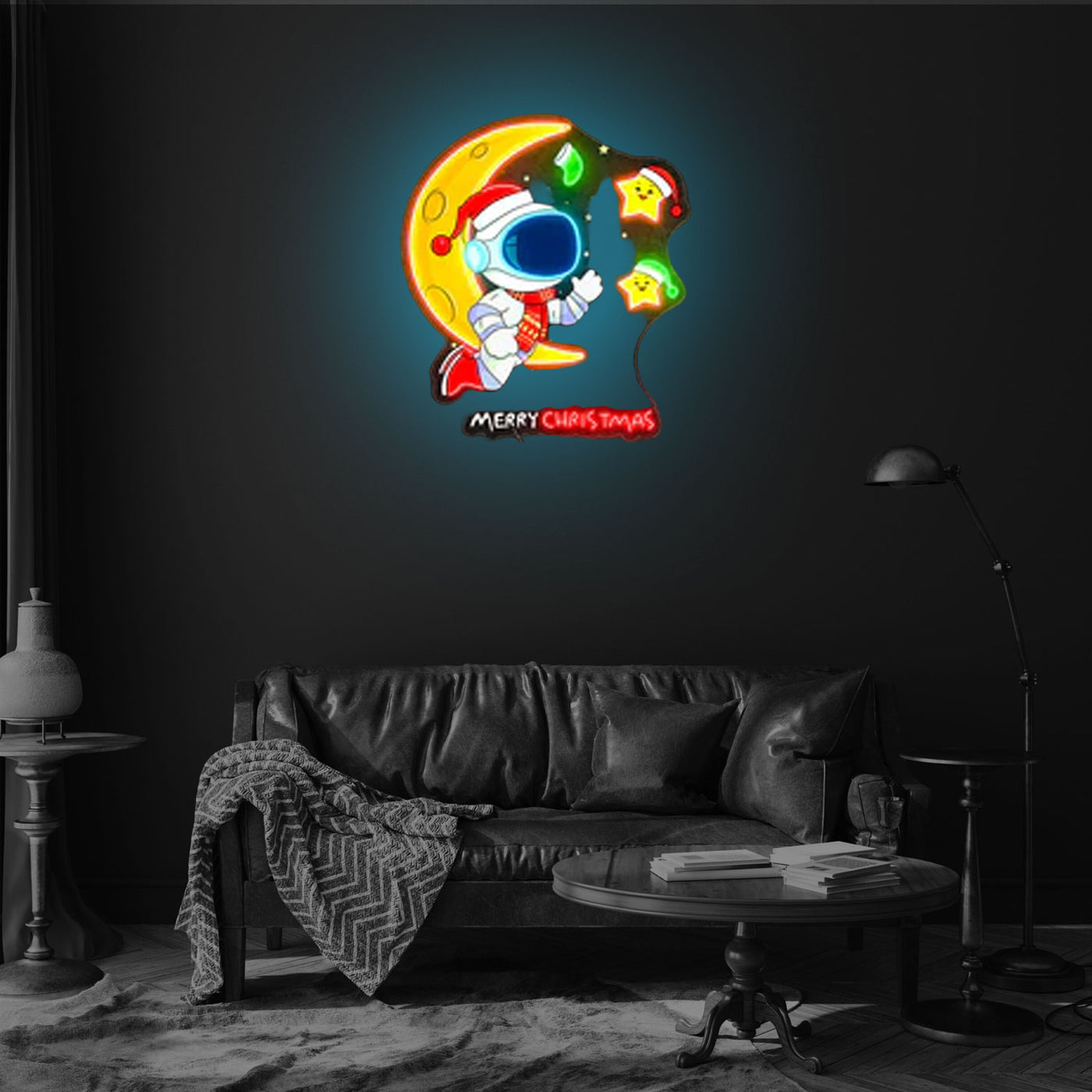 Astronaut with Moon Christmas Led Neon Acrylic Artwork