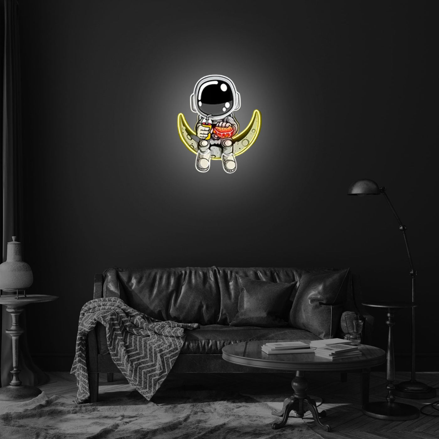 Astronaut hamburger LED neon Pop Art