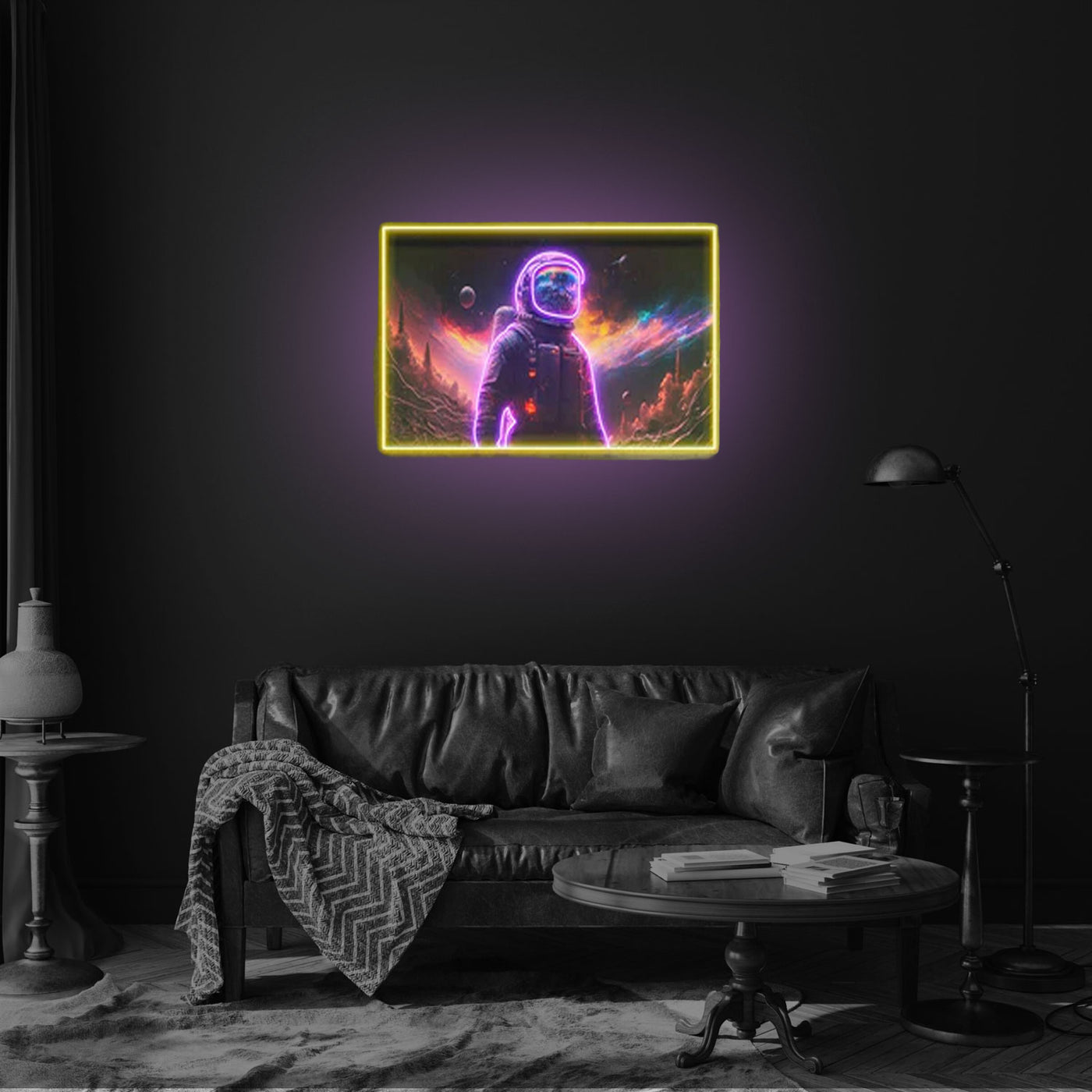 Astronaut in space LED sign Pop Art