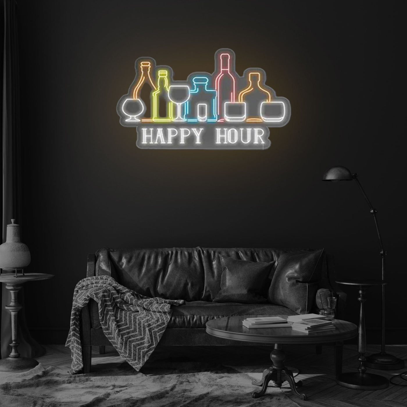 Happy Hour Neon Sign, Happy Hour Led Sign, Open Welcome Sign, Bar Pub Neon Sign
