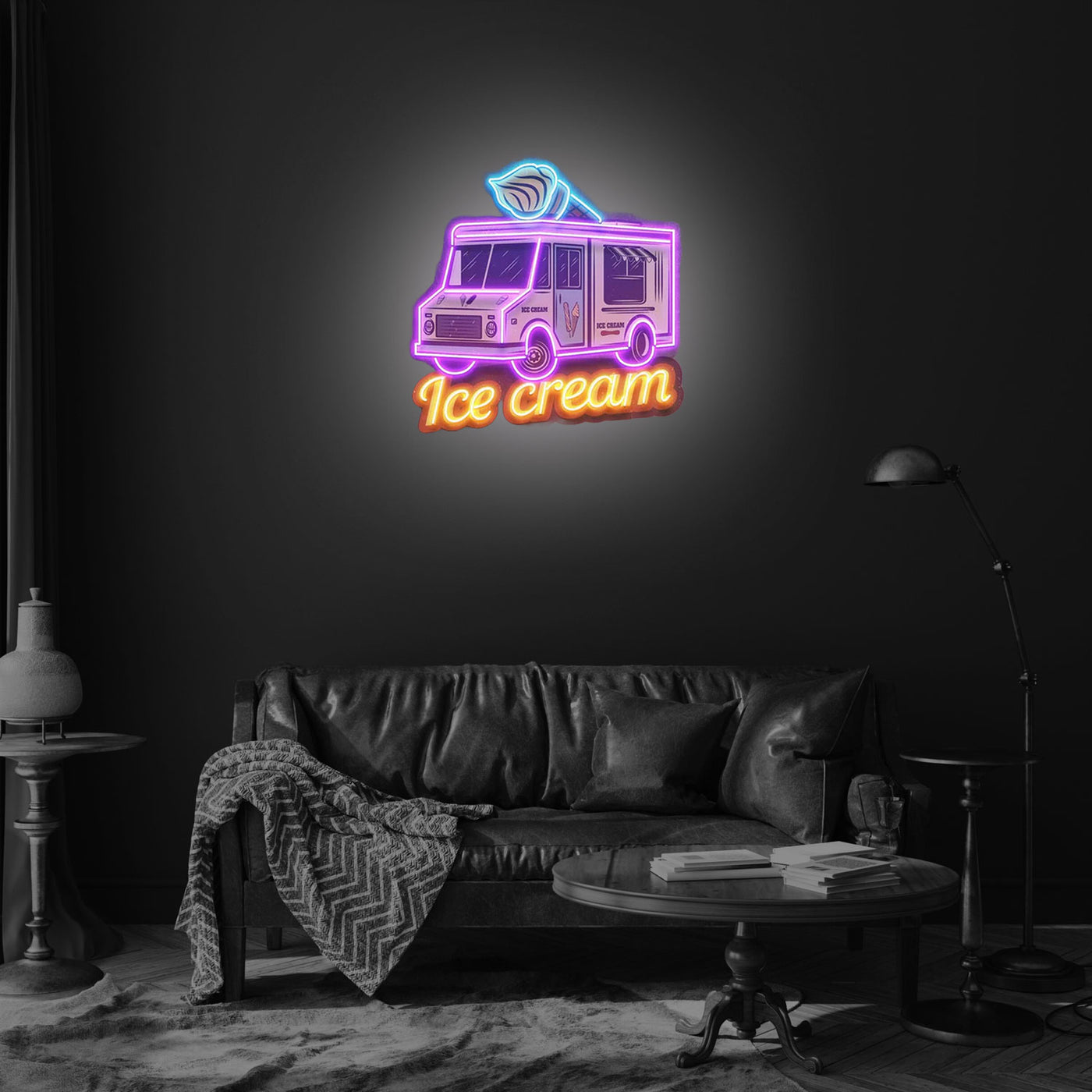 Ice Cream Bus Led Neon Acrylic Artwork