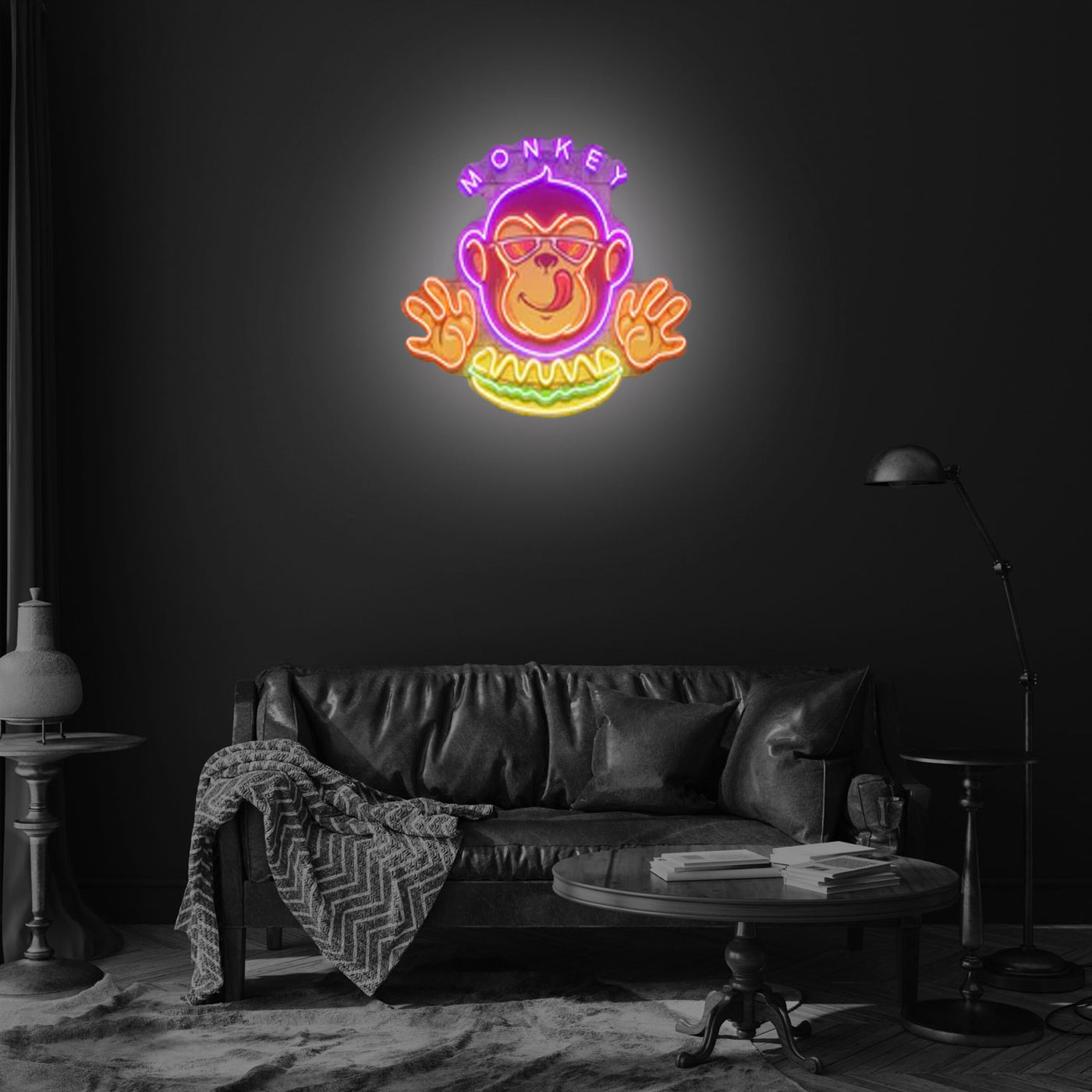 Monkey Logo Hotdog Artwork Led Neon Sign Light