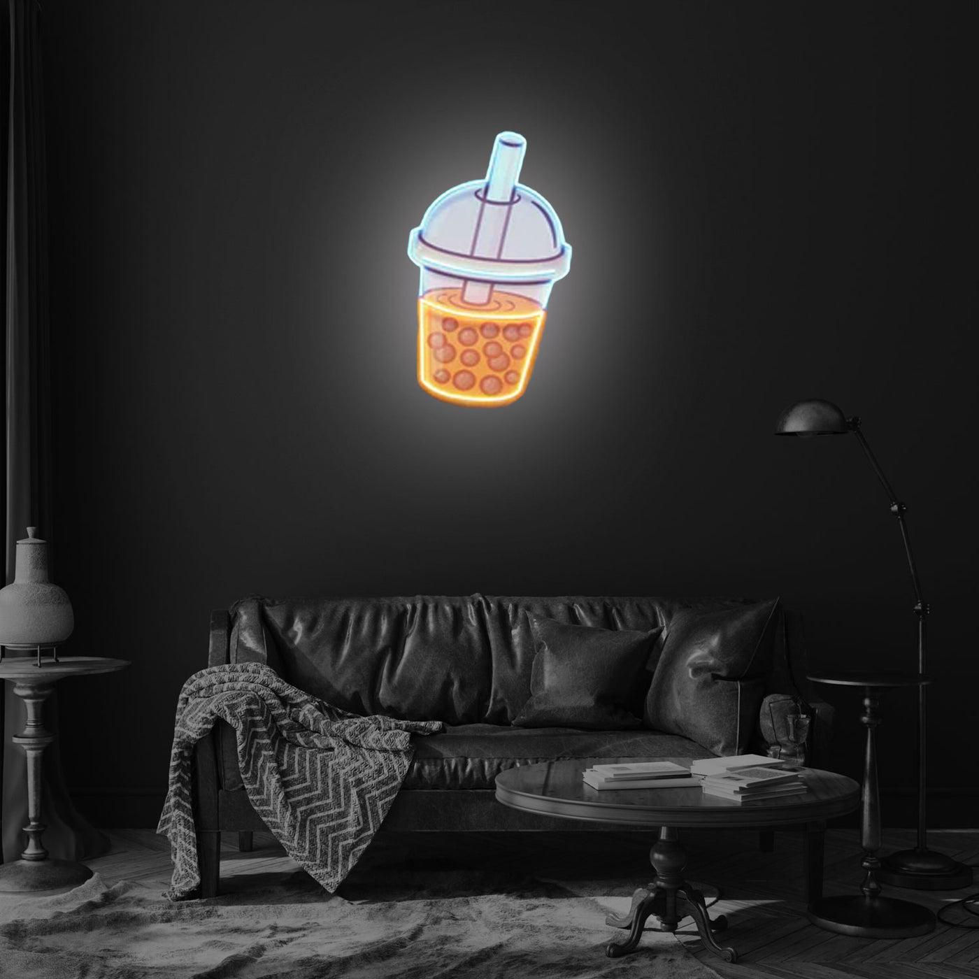Orange Milktea Neon Acrylic Artwork