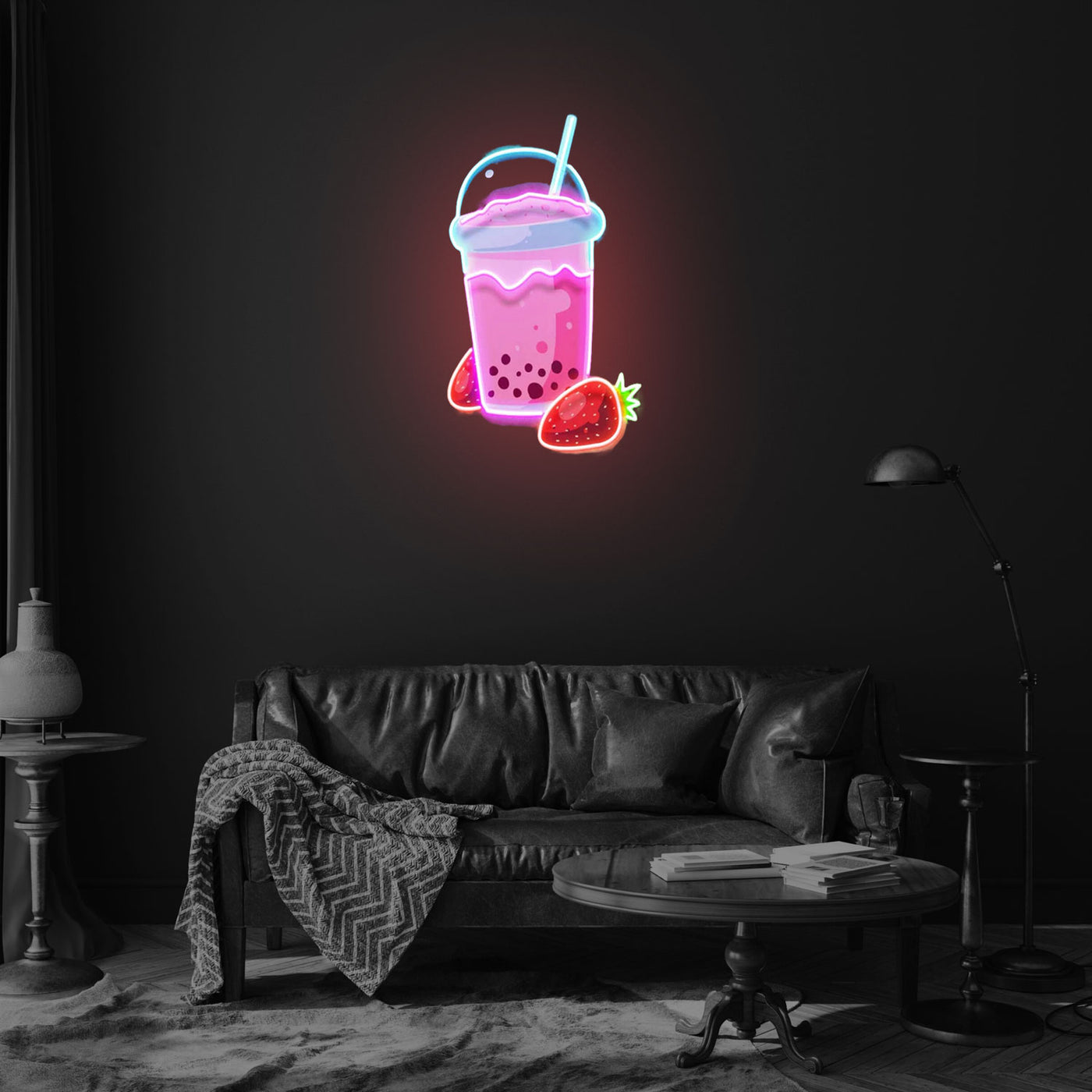 Strawberry Milk Neon Acrylic Artwork