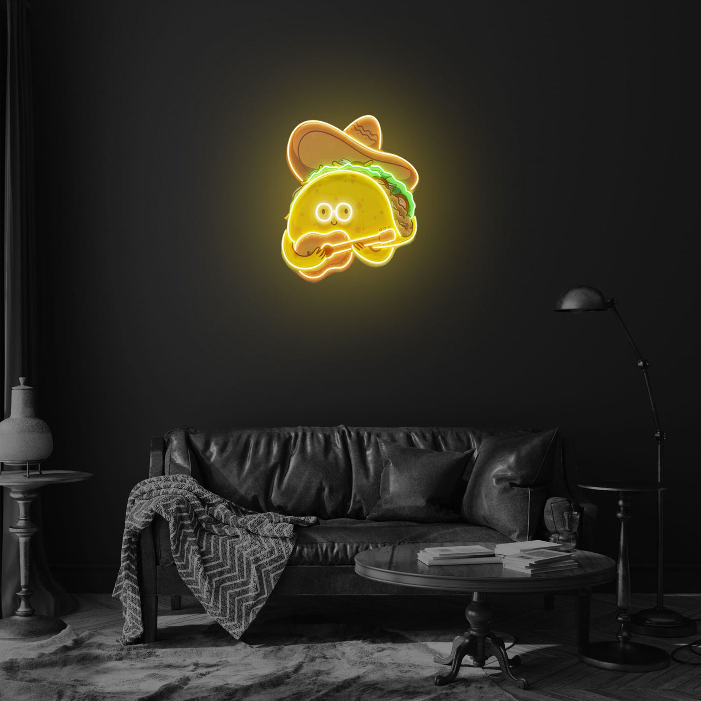 Taco Gentlemen Neon Acrylic Artwork
