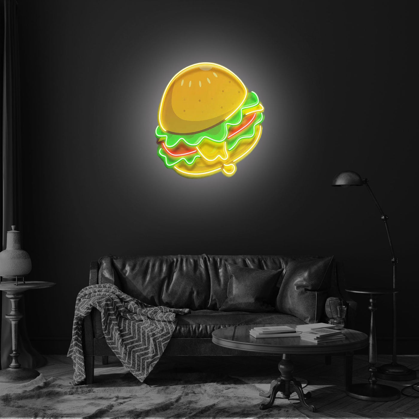 Cheese Burger Cartoon LED Neon Sign Light Pop Art