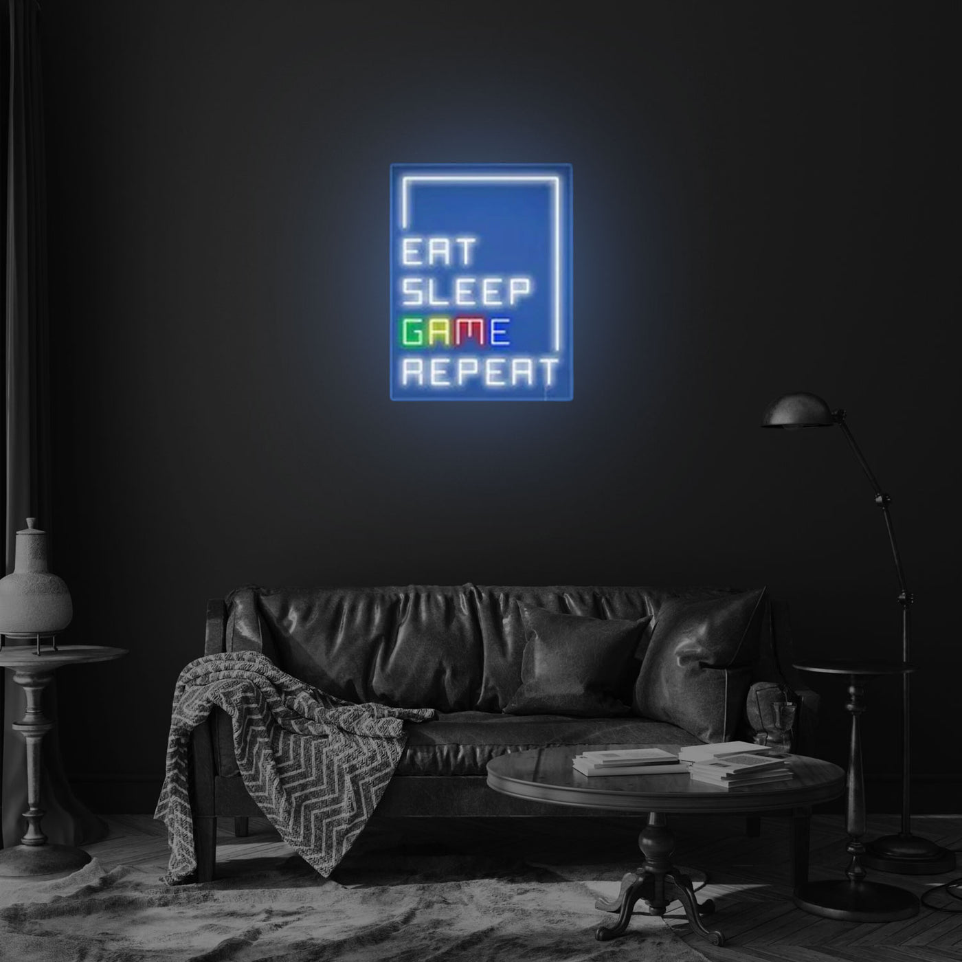 Eat Sleep Game Repeat Neon Sign