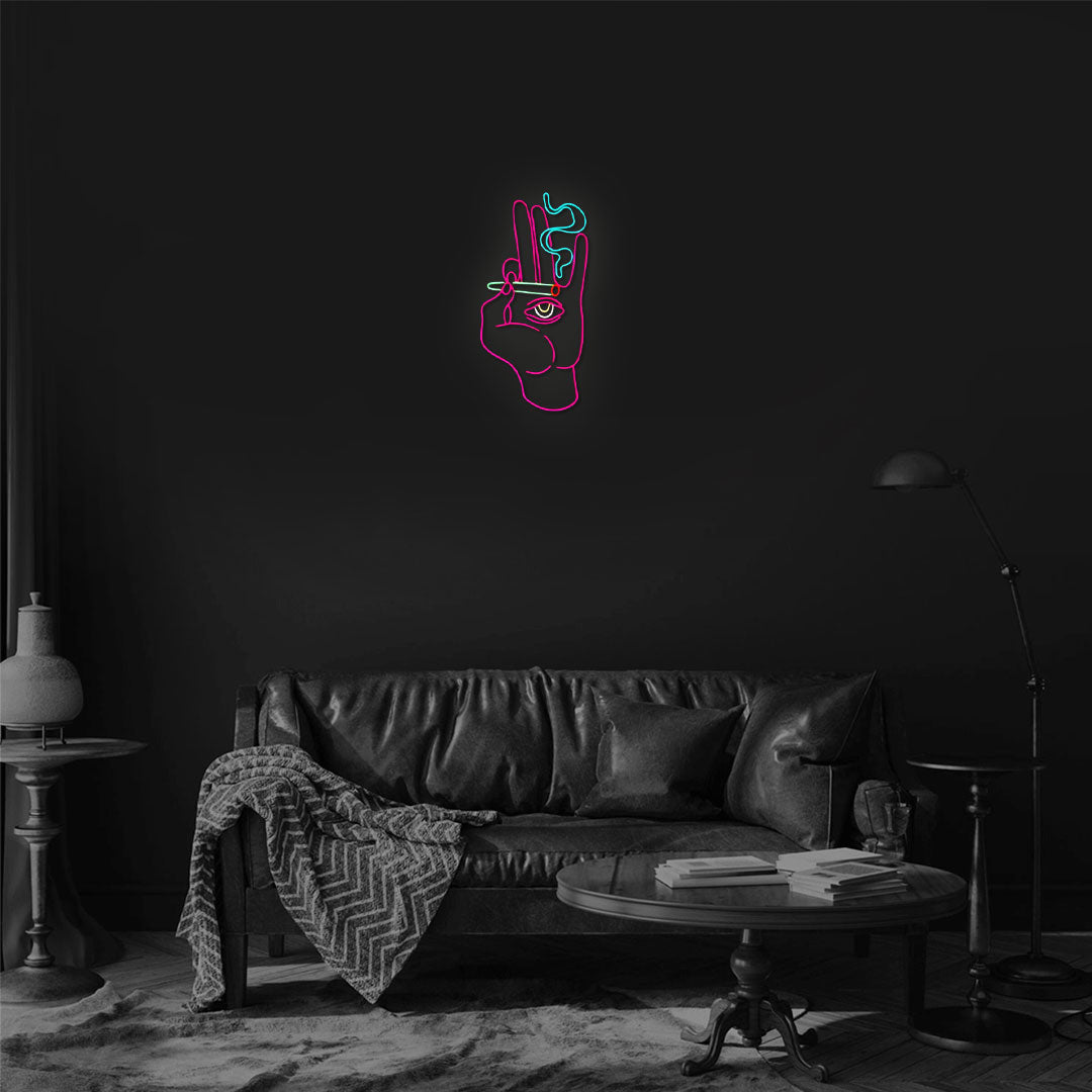 Hand Eye Cigarette Neon Sign