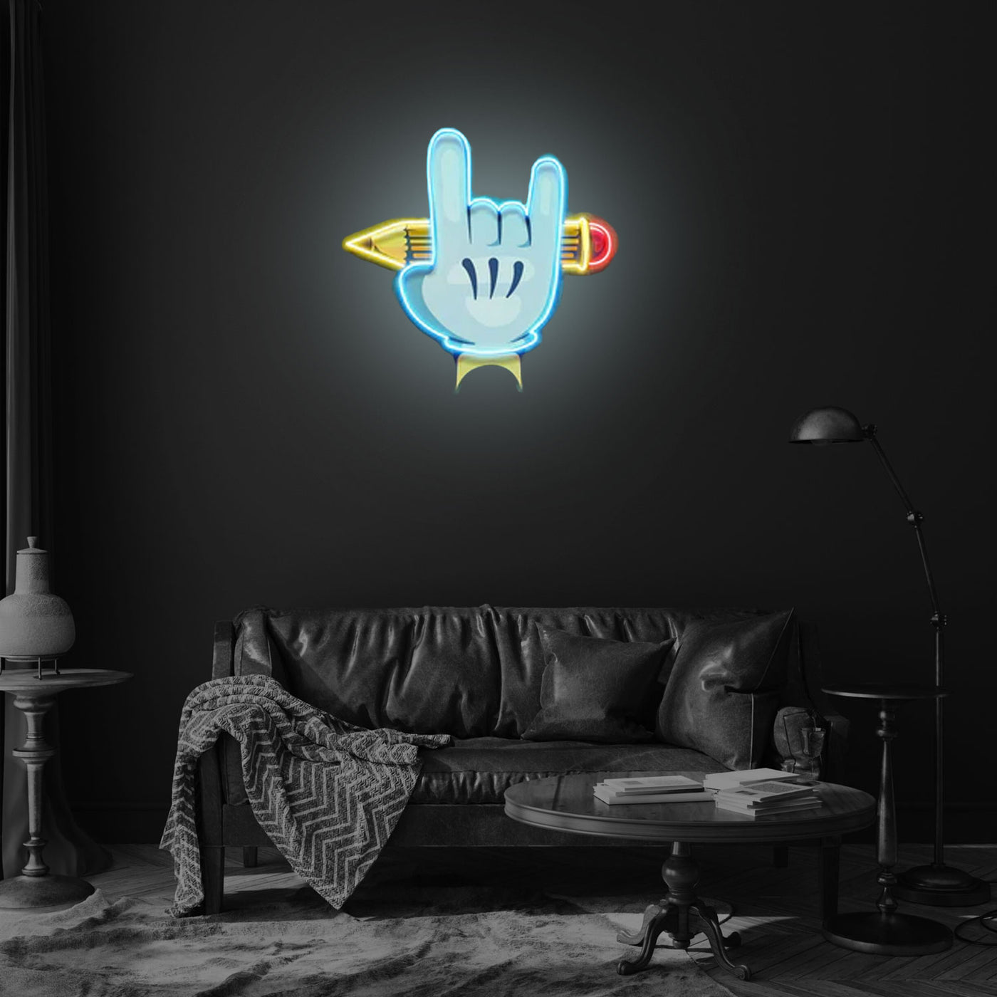 Rock Hand LED Neon Sign Light Pop Art