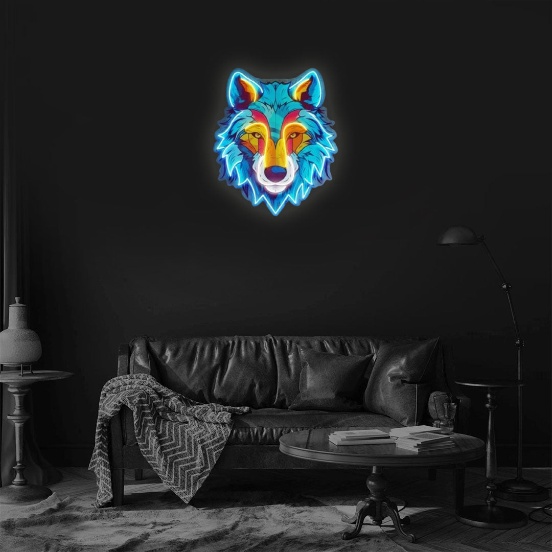Colourfull Wolf Pop Art Neon Sign