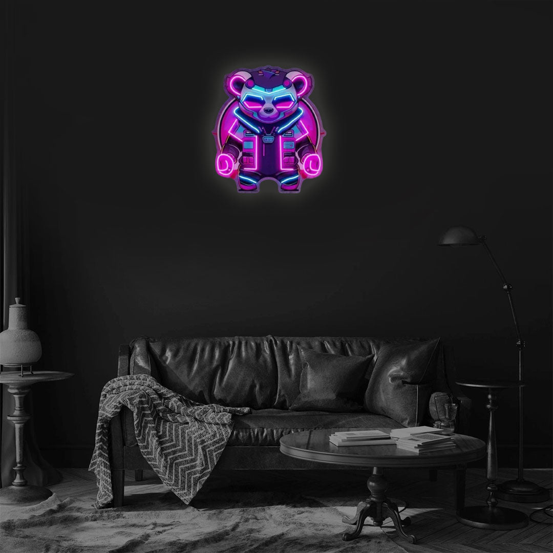 Cyberpunk Panda Pop Art Neon Sign