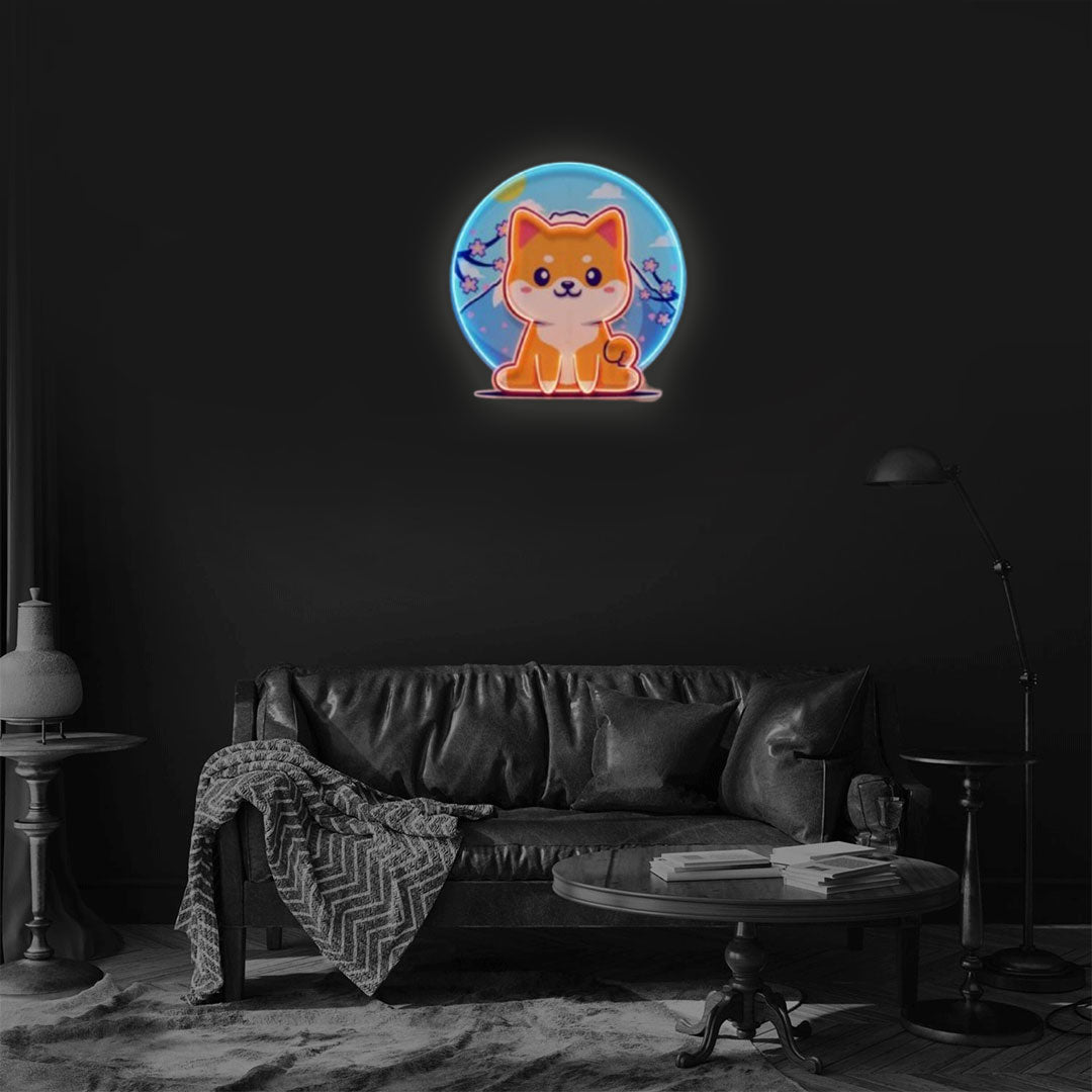 Shiba Mountain Pop Art Neon Sign
