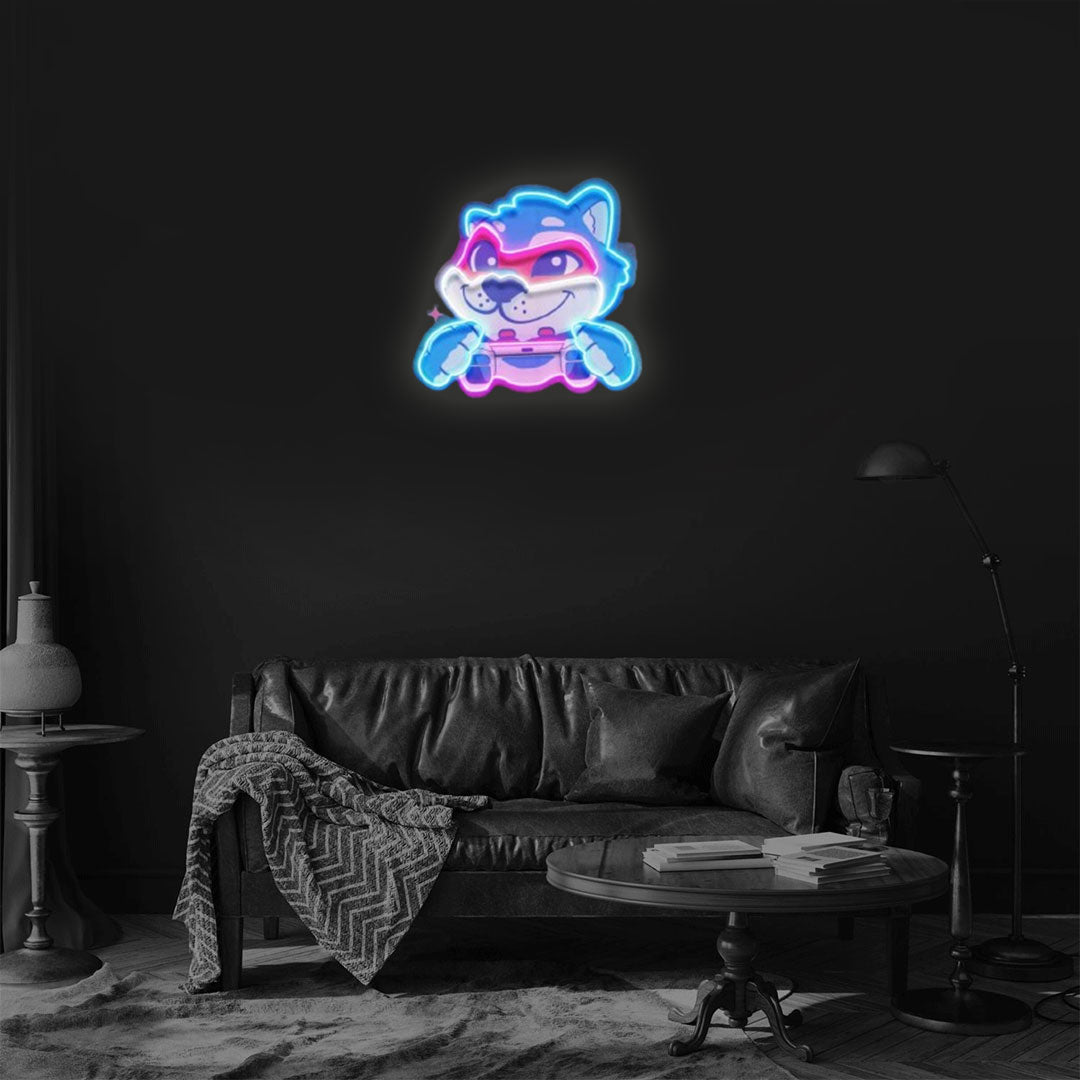 Wolf Mascot Gaming LED Neon Sign Light Pop Art