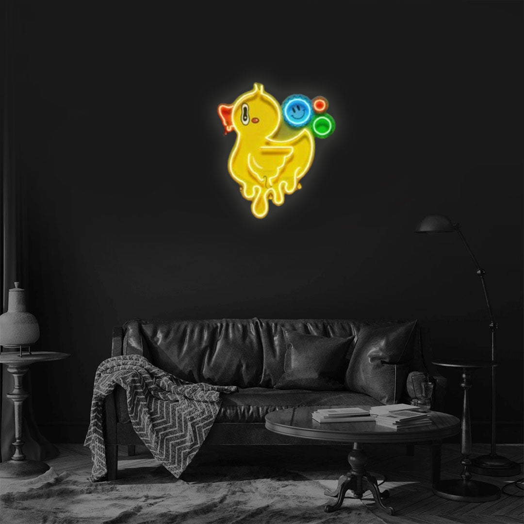 Happy Little Duck Pop Art Neon Sign