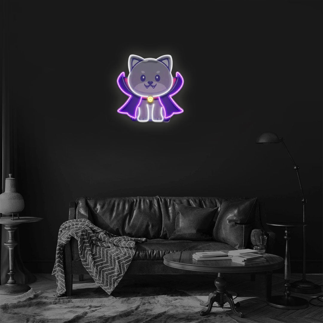 Dracula Dog Pop Art Neon Sign
