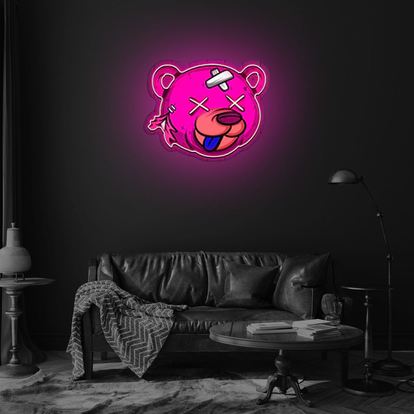 Dead Bear Cartoon Neon Sign