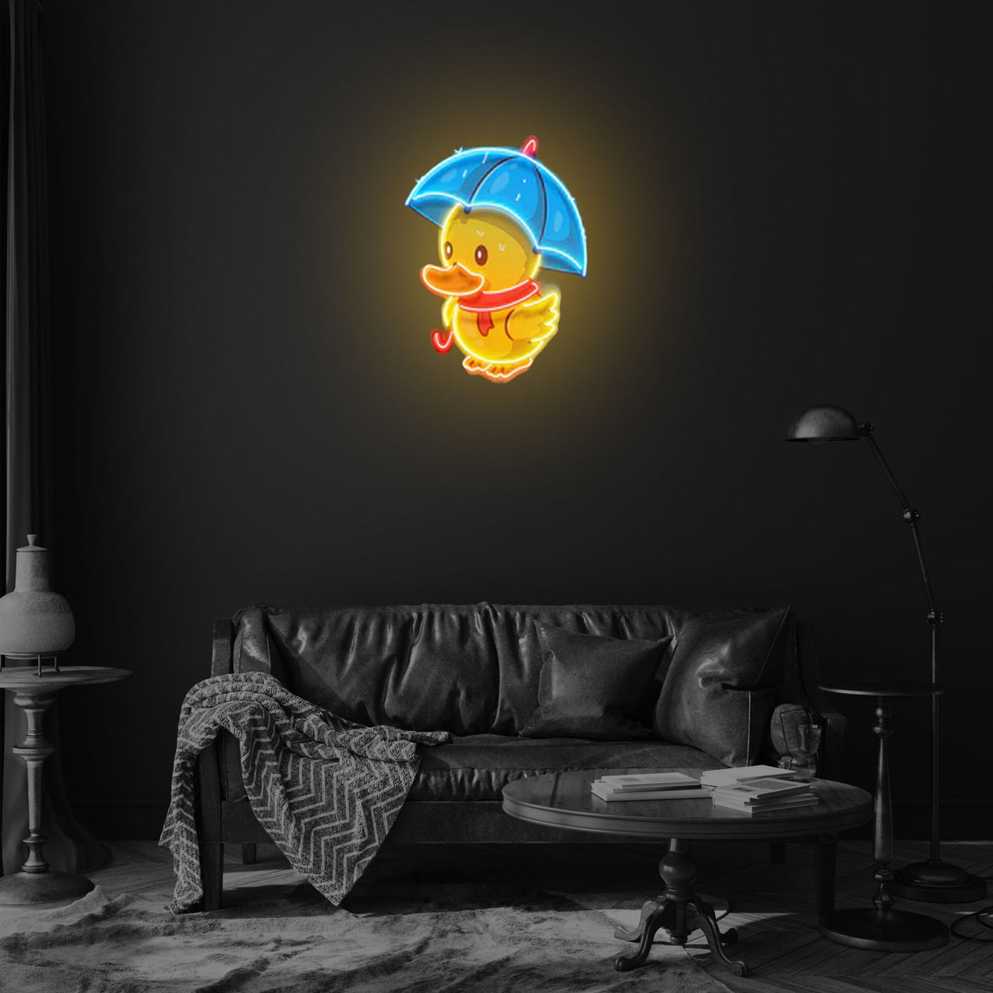 Duck Walking Under Rain LED Neon Sign Light Pop Art