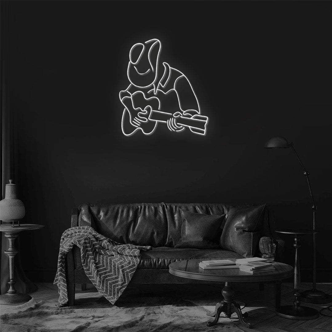 Guitarist abstract neon sign