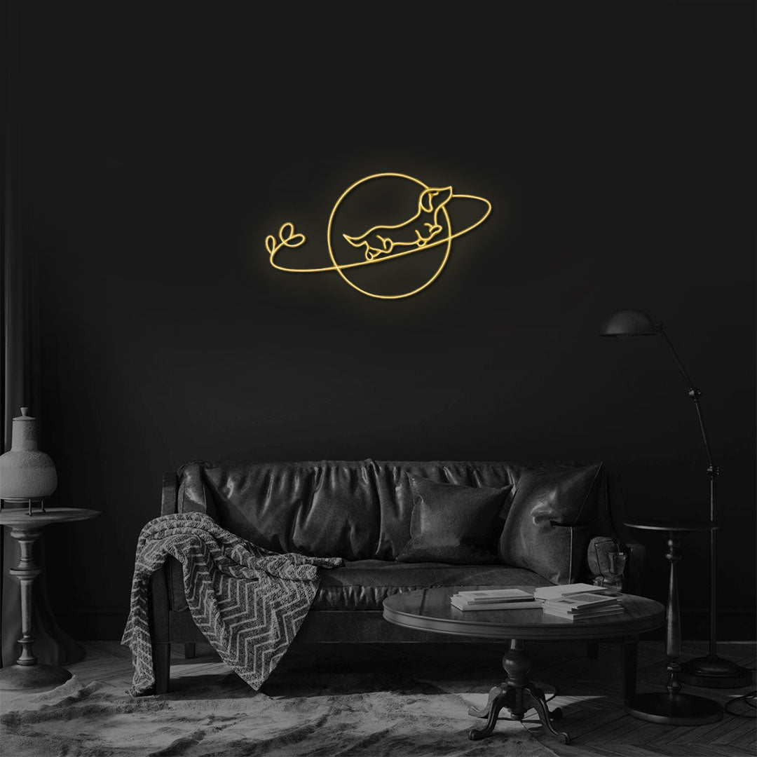 Dachshund planet neon sign-1