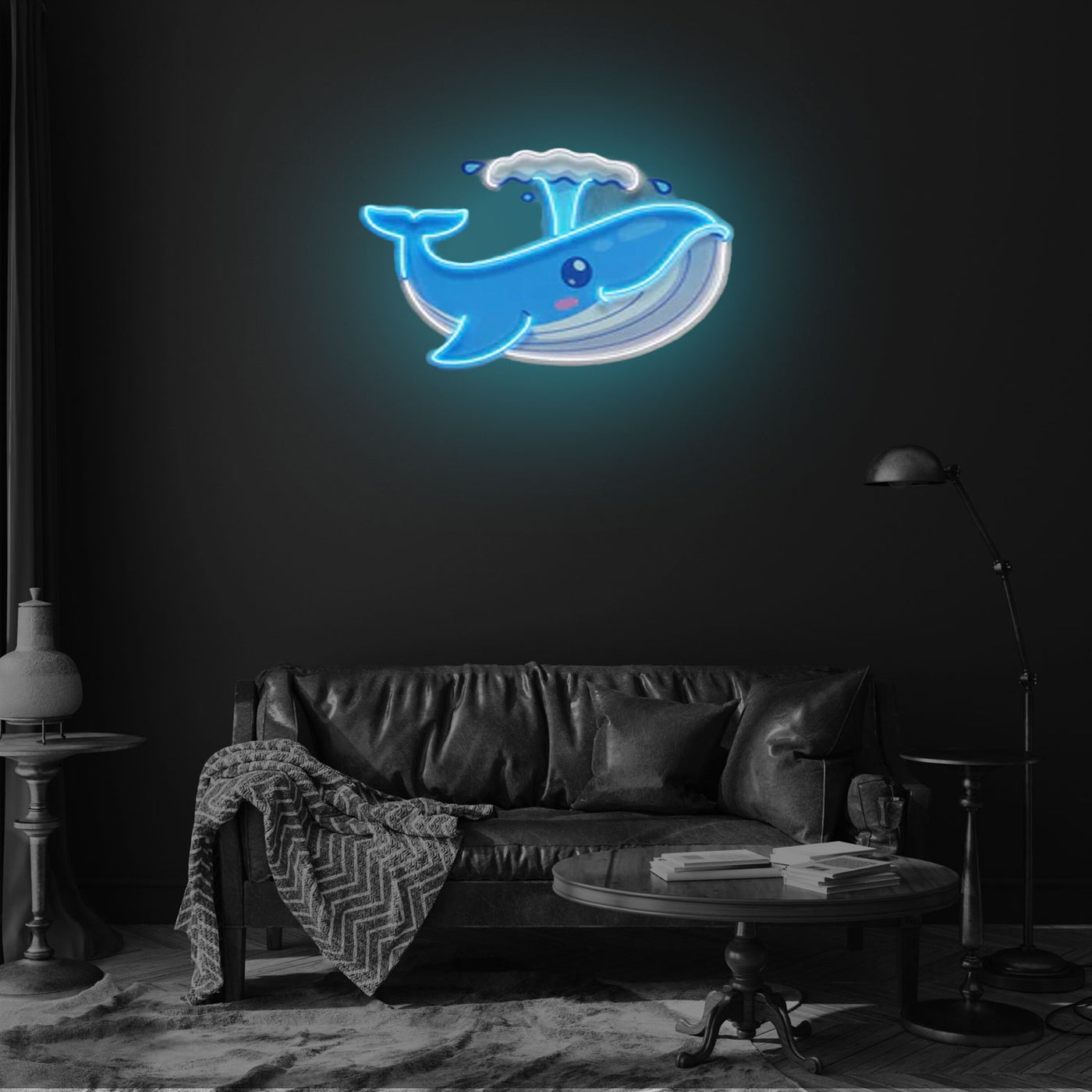 Blue Whale Theme UV Printed Neon Sign