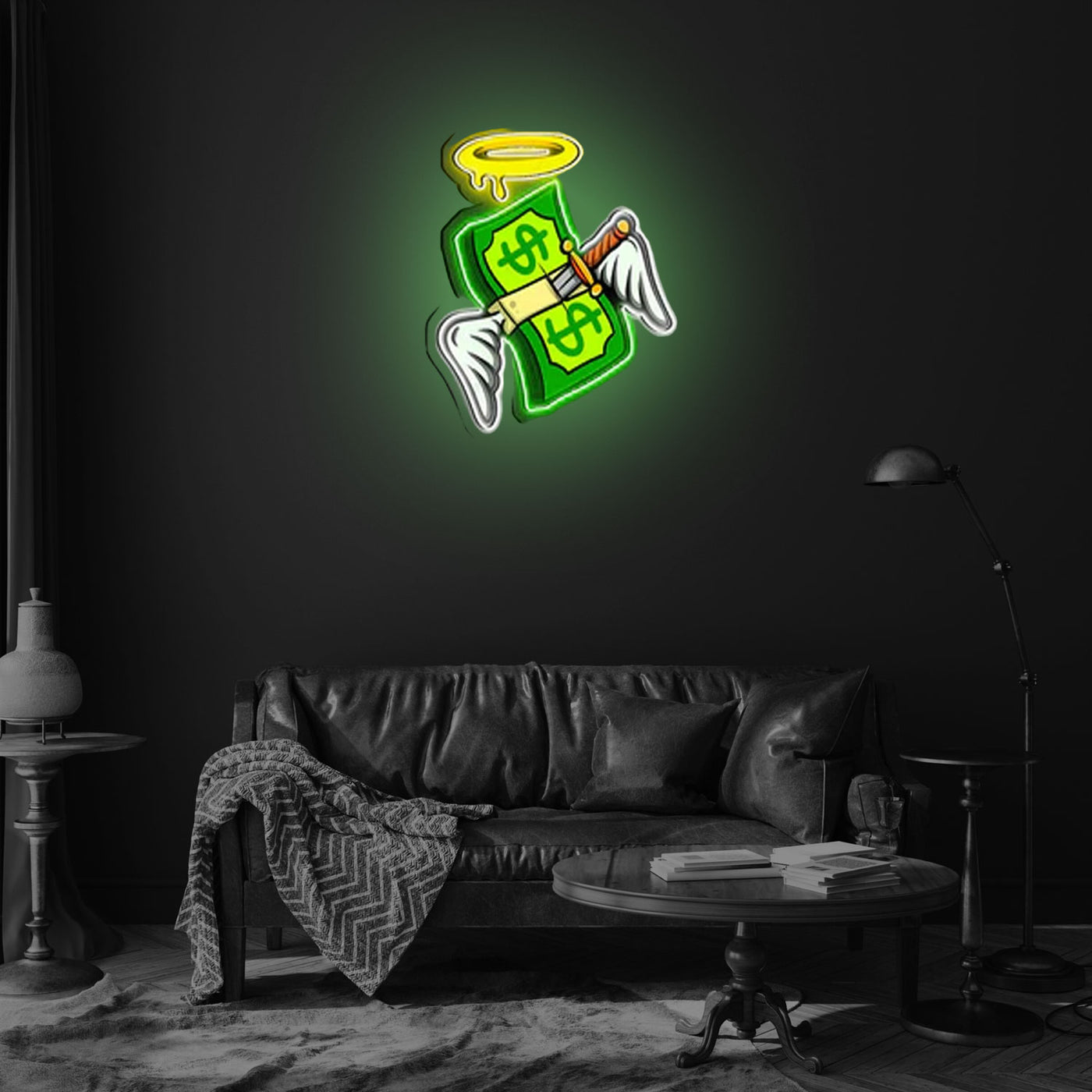Money Floated Neon Sign x Acrylic Artwork