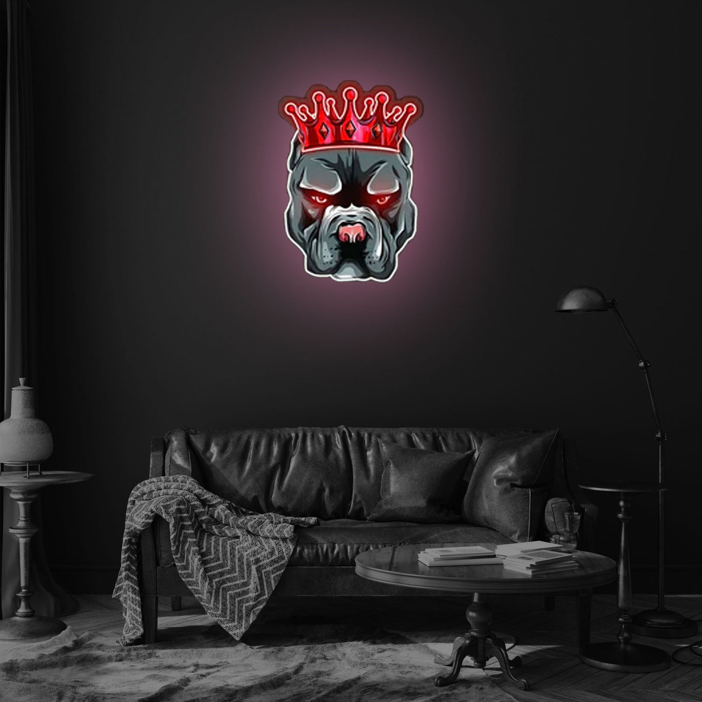 Pitbull In Crown Neon Sign x Acrylic Artwork