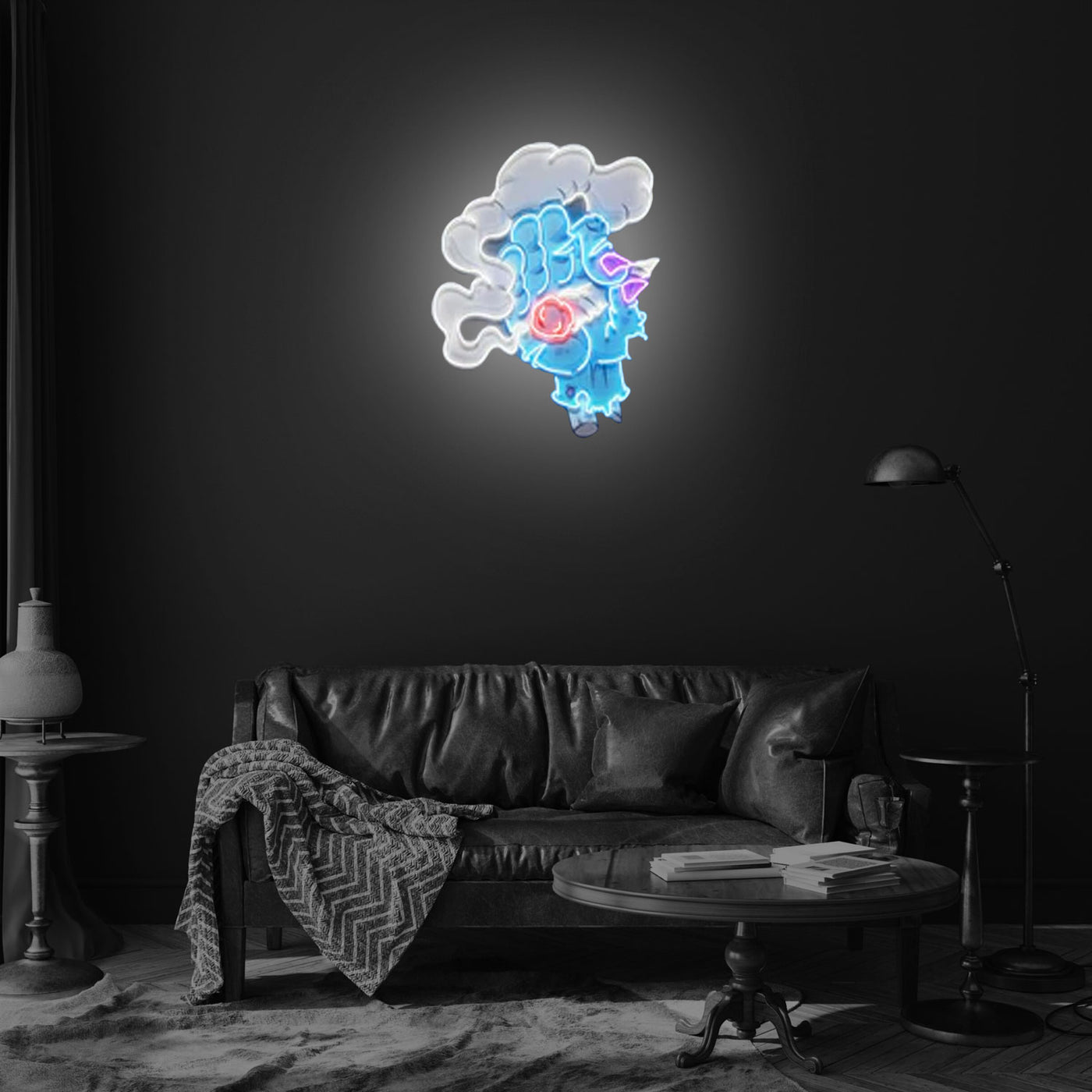 Smoking Zombie Hand Cartoon Artwork Led Neon Sign Light