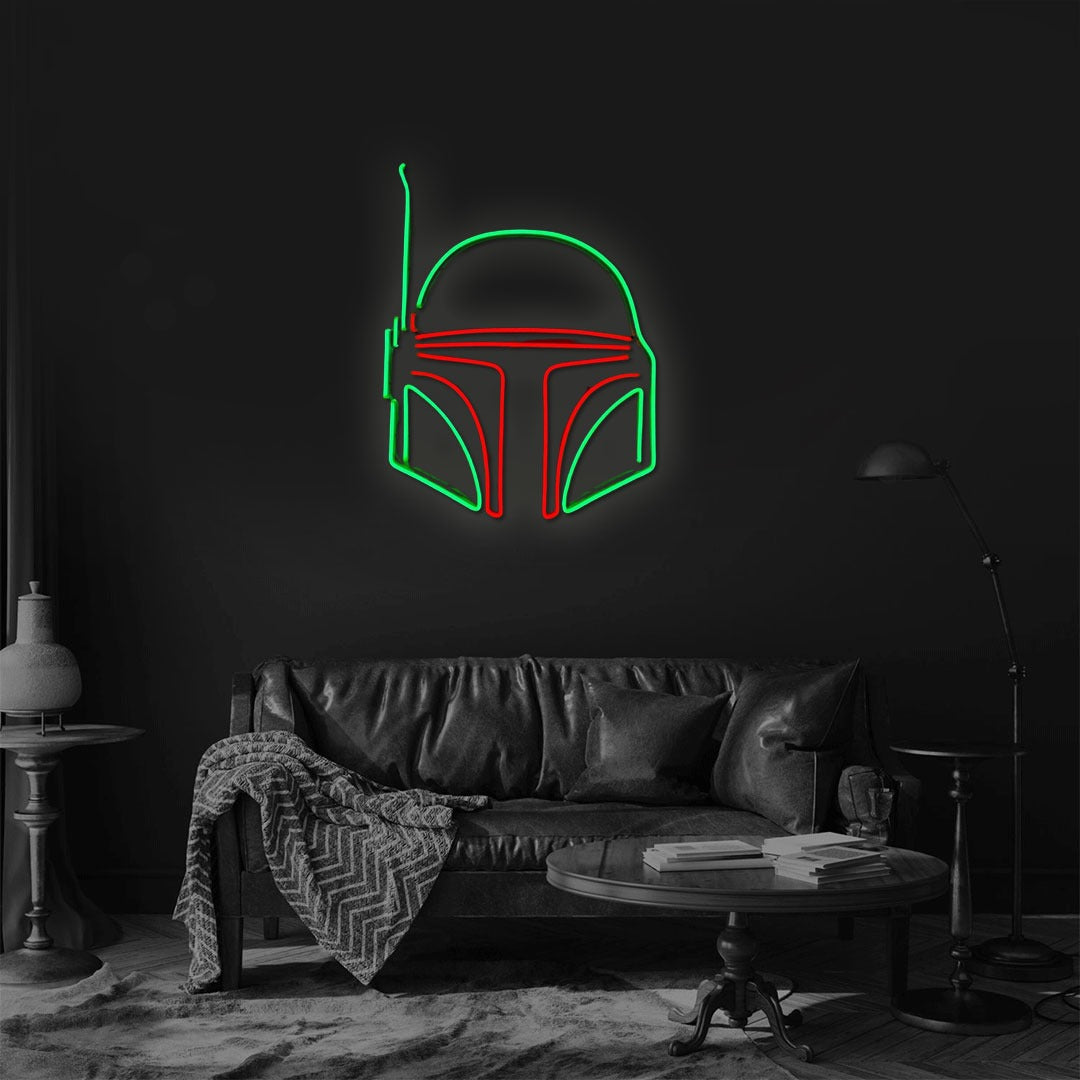 Boba Fett Helmet Star Wars Neon Sign