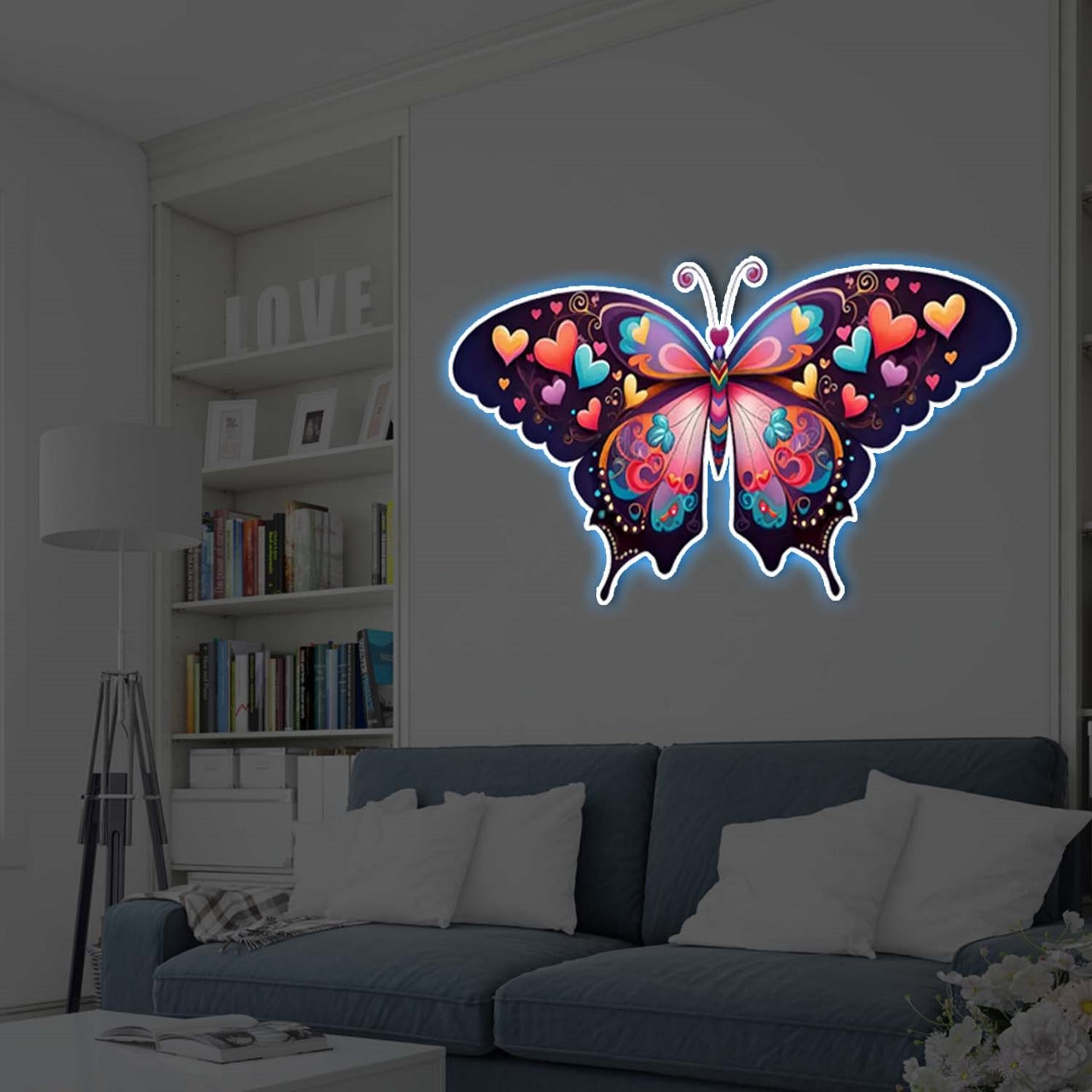 COLORFUL BUTTERFLY NEON LIGHT POTRAIT