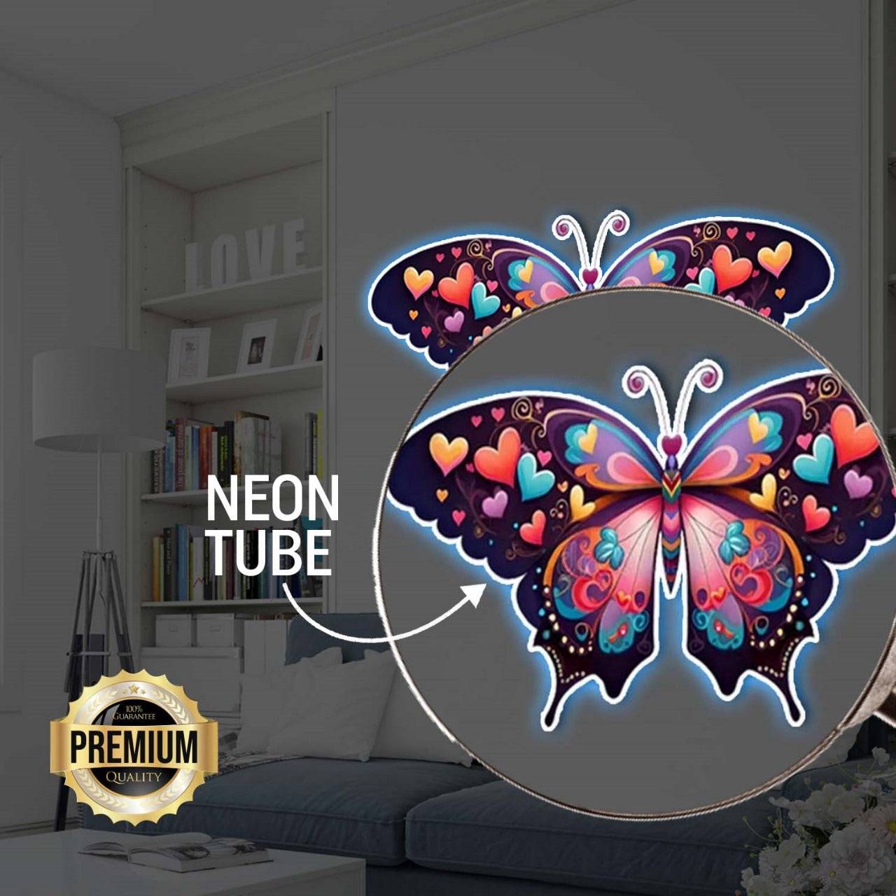 COLORFUL BUTTERFLY NEON LIGHT POTRAIT